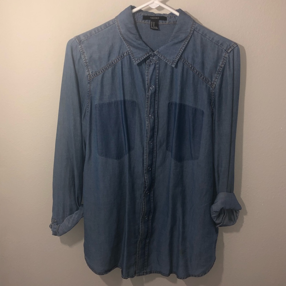 Button down light jean shirt